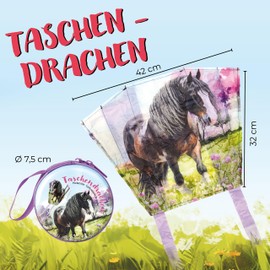 TapirElla Lutz Mauder Pocket Kite for Children, Children's Kite with Colourful Motifs, Mini Kite with 30 m Cord, Single Line Flight Kite for Children from 3 Years from Lutz Mauder (Horse)