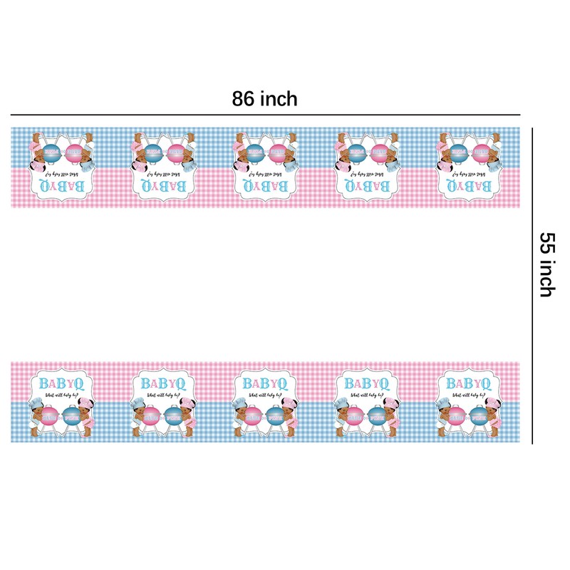 Suhelkit Baby Q Gender Reveal Decorations Tablecloth Party Supplies, 3