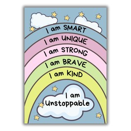 Affirmation Print For Kids Room - A4 - Positive Bedroom Wall Art for Girls or Boys