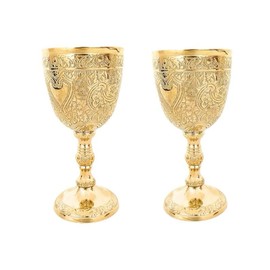 Vintage Chalice Medieval Brass Wine Goblet, Decorative Wine Glass Communion Cup with Royal Embossed Design, Perfect Ideal for Gifting, Home Décor, and Ceremonial Use, Baptism (With Velvet Box)