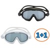 1+1 Wide View Anti-Fog Swimming Goggles with Case (2-Piece Set) 1 White + 1 Black