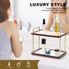 2-Tier Bathroom Counter Organizer with Transparent Stripe Acrylic Shelves, Brown
