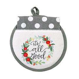 Shannon Road Gifts Classic Kitchen Cotton Kitchen Hot Pad/Pot Holder and Tea Towel Dish Cloth, Set of 2, It's All Good