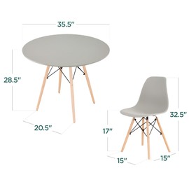 Best Choice Products 5-Piece Dining Set, Compact Mid-Century Modern Table & Chair Set for Home, Apartment w/ 4 Chairs, Plastic Seats, Wooden Legs, Metal Frame - Brown/Gray