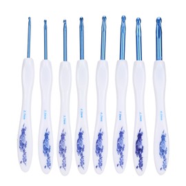 8pcs Crochet Hooks Curved Soft Handle Comfortable Portable Knitting Tool for Weaving EnthusiastBlue
