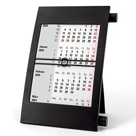 Truento 3-Month Desk Calendar for 2 Years (2024 & 2025) - with Twist Mechanism - Black/Black