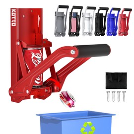 Kotto Can Crusher - Wall Mounted Can Crushers for Recycling - with Auto-Drop System -Built-in Bottle Opener-Crushes 8-16oz Cans-Includes Kitchen Storage Bag-Heavy Duty Can Crusher for Home Use-Red