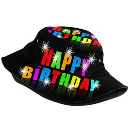 Happy Birthday Bucket Hat for Men Women Packable Sun Cap Birthday Party Outdoor Fisherman Hat