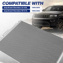 Air Conditioning A/C Condenser Compatible with Jeep Grand Cherokee 1999-2003 4.0L 4.7L # 4925, CN4925PFC, 55115918, 55115918AB, 55115918AC, 55115918AE