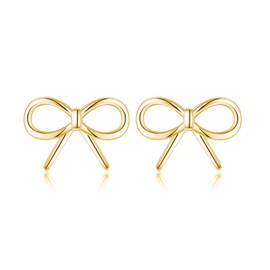 SLUYNZ Sterling Silver Bow Earrings for Women Small Bow Stud Earrings Band Earrings, Small, Sterling Silver, No Gemstone