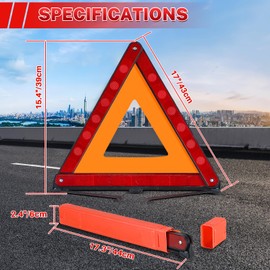 MAOPINER 3 Pack Emergency Warning Triangles, Roadside Safety Triangle with Reinforced Base and Carrying Case, Foldable Reflective Warning Triangles for Roadside Safety and Emergency Use