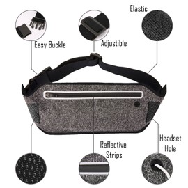 EpicGadget(TM) Running Waist Pack, Lightweight Water Resistant Reflective Runner Belt Sports Fanny Pack Adjustable Waistband (Black)