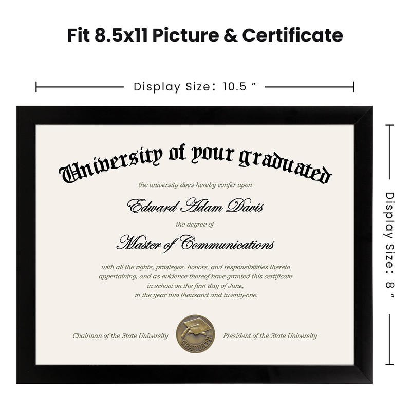 upsimples Certificate Frame with High Definition Glass, 8.5 by 11
