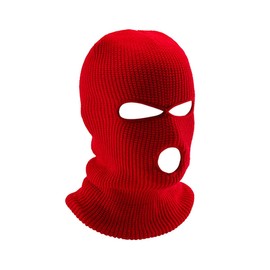 Tabanzhe Men's Balaclava - Winter Knit Head Cover for Outdoor Activities, 3-Hole Full Face Mask Windproof and Warm Cycling Hat for Men Women Skiing Cycling and More（Red）