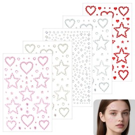5pcs Star Face Stickers, Star Face Gems, Glitter Facial Stickers for Eyes, Makeup, Body, Can be Used for Makeup Design, DIY Decoration, Suitable for Children And Women