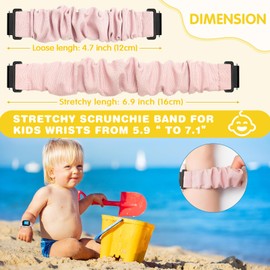 sylacor Scrunchie Bands Compatible with Amigo Jr Watch, Cute Stretchy Solo Loop Watch Strap Replacement, Easy to Put on and Take off (LightPink+WhiteRose)