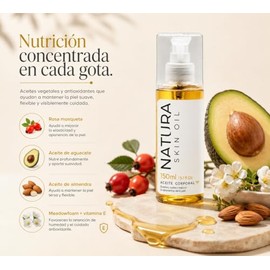 Aceite Corporal Anti Estras y Cicatrices Skin Care Reafirmante, No es Grasoso, Hidrata y Nutre Profundamente -Natura Skin Oil 150ml.                  