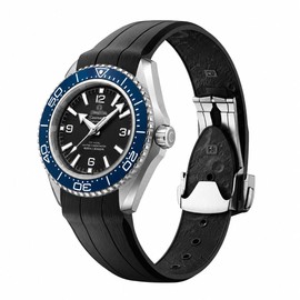 REBANDACE Strap for Omega Seamaster 43.5mm Watch,Deployment Clasp Lunar Soil Texture Band Compatible Omega Speedmaster 44.25mm Watch,Curved Ended No Gap Replacement Strap for Men Women (Black, 21mm)
