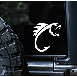 Sunset Graphics & Decals Fish Hook Decal Vinyl Car Sticker Fishing | Cars Trucks Vans Walls Laptop | White | 5 inch | SGD000118
