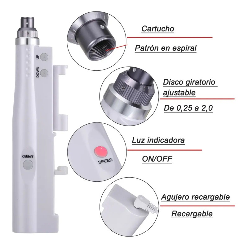 Dermapen Hydra Derma Pen Inalámbrico 2 Cartuchos- Cara/barba