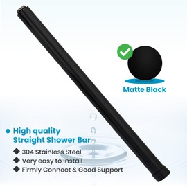 gotonovo SUS304 Stainless Steel 20 Inch Straight Shower Bar for Outdoor Shower Fixture, Matte Black