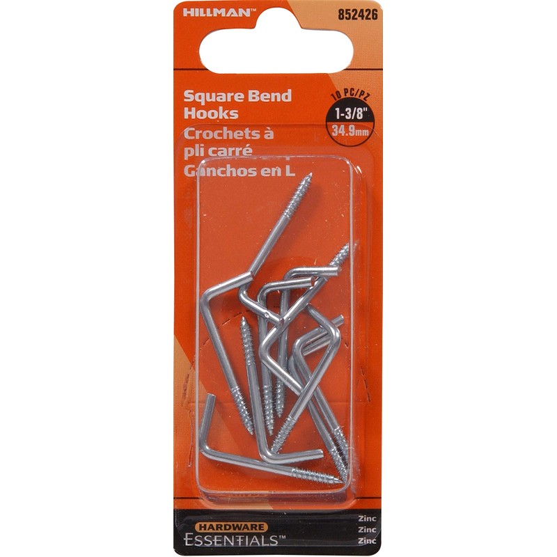 Hardware Essentials 852426 Square Bend Hook Zinc 0.106" x 1-3/8"