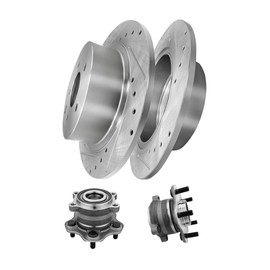 PM Auto Set of 4 Rear Drilled Slotted Disc Brake Rotors-Wheel Hub Bearing Assembly For 2007-2018 Nissan Altima