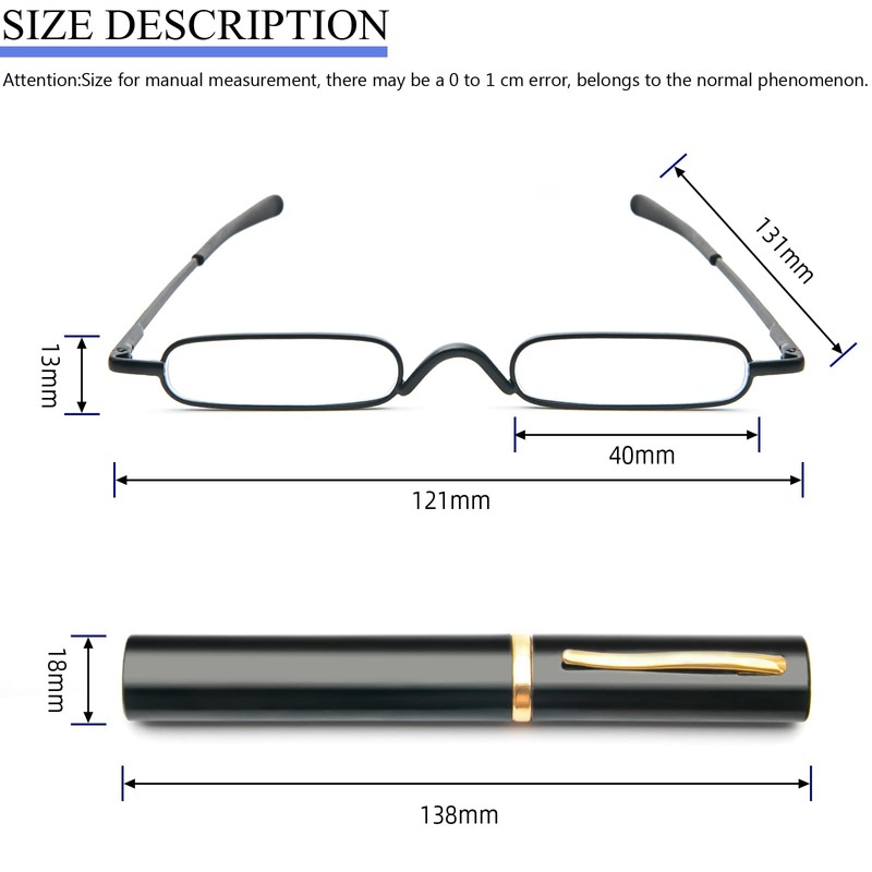 MMOWW Ultra Small Reading Glasses For Men Women Slim Pocket