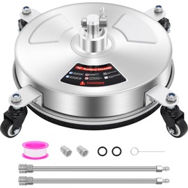Dalmbox 14" Pressure Washer Surface Cleaner with 4 Wheels, 1/4" Quick Plug, Stainless Steel Housing, 4000 PSI, Pressure Washer Surface Cleaner Attachment for Patio, Courtyard, Concrete, Sidewalks