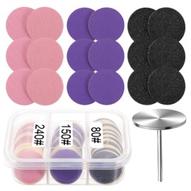 60-Piece Sanding Disc, Pedicure Set, 25 mm Replacement Sandpaper Base, 80/150/240 Grit Feet Grinde Sandpaper with Metal Bit, Feet Grinde Sandpaper, Replacement Sandpaper Disc Tool, for Manicure