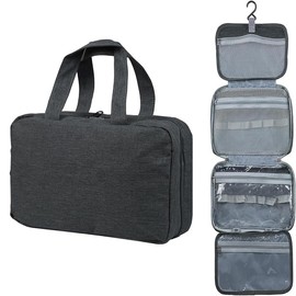 Toiletries Bag Foldable Wet and Dry Separation can be Hung Multi-Coloured Quadruple Storage Cosmetics Portable Toiletry Bag Makeup Bag (Black)