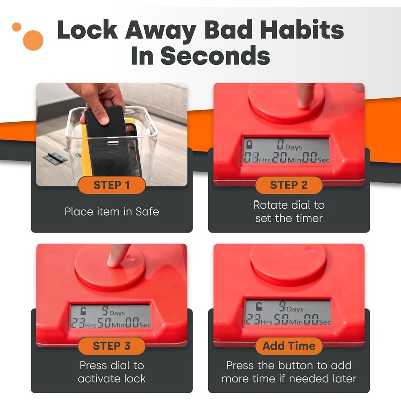 Kitchen Safe Time Locking Container (Medium), Timed Lock Box for