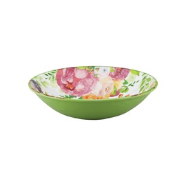 UPware Rose Garden Melamine Bowl Set, Round Bowls for Pasta, Rice, Soup, and Salad, BPA-Free, Dishwasher Safe, Shatter-Proof, Green, 8 Inch, Set of 6