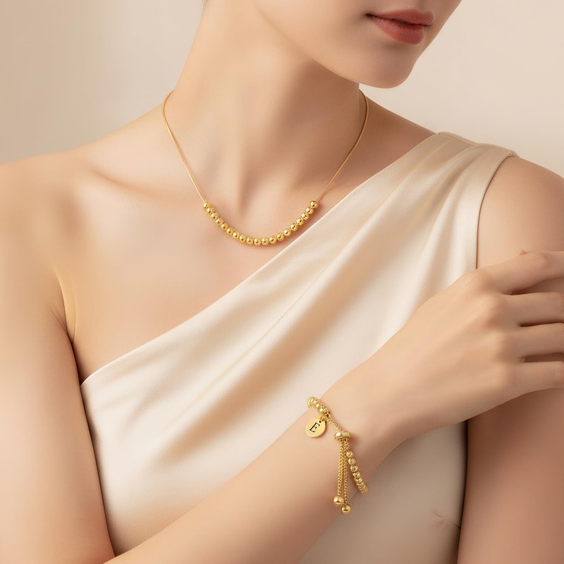 HXNIBATSAR Stainless Steel Gold & Silver Jewelry Set,Snake Chain Necklace