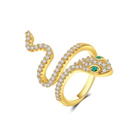 ALRNBY Snake Gold Rings for Women Costume Punk Statement Rings Jewelry for Women Open Ciecle Rings (Gold)