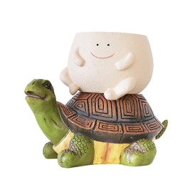 UMESONG Unique Face Planter Pots with Drainage Hole Cute Sitting Turtle Plants Pot for Indoor Outdoor Funny Head Planters for String of Pearls Plant Live Gift Ideas for Mother, Christmas