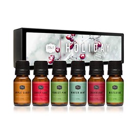 P&J Trading Garselay Juego de 6 aceites aromáticos de grado prémium, para niebla, bastón de caramelo, menta de invierno, sidra de manzana, arándano y 