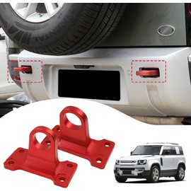 2PCS Rear Bumper Trailer Hitch Tow Hook Compatible with 2020-2025 Land Rover Defender 90 110 130 Heavy Duty Aluminum Alloy Towing Accessories (Red)