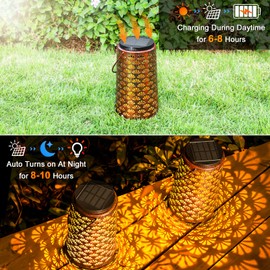 Moman Solar Lantern for Outdoors, Pack of 2 Metal Solar Lights for Outdoor Garden with Cold/Warm Light, Hanging Solar Lantern Outdoor, IP55 Waterproof (Shell Shape), Solar Lantern Outdoor Garden