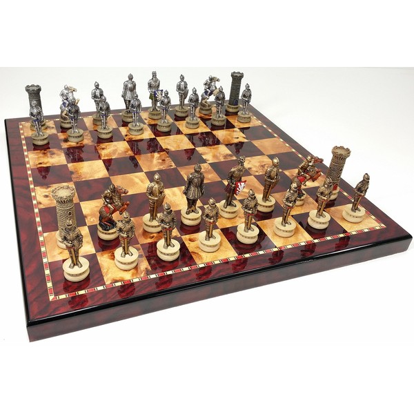 Medieval Times Crusades Gold & Silver Armored Knights Chess Set