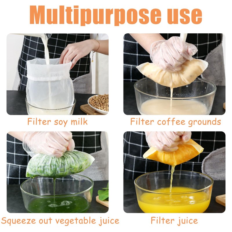 8 Pcs Nut Milk Mesh Bag,Cheese Cloths for Straining,Muslin Strainer