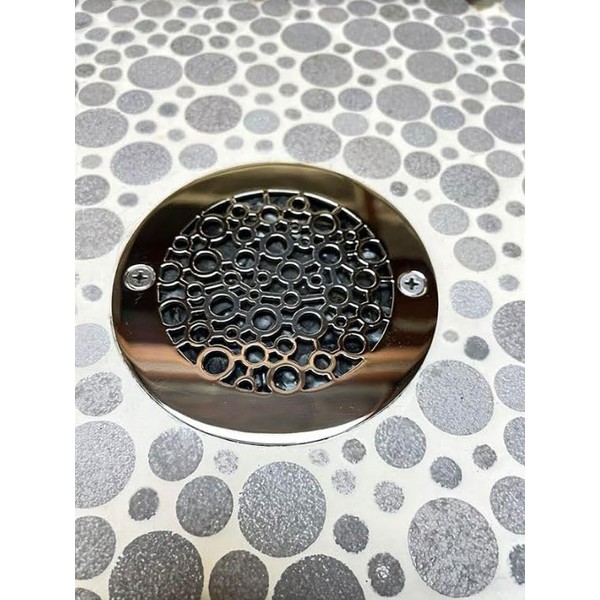 Designer Drains 4 Inch Round Shower Drain Cover, Nature Bubbles