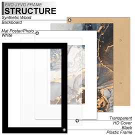 Fxojyvo A5 Frame Set of 3, Display Picture 4 x 6 with Mat or Without Mat, Light Weight and High Transparent Photo 5.8x8.3 Frame for Wall - 3 Pack/Black