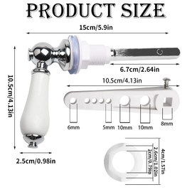 Ceramic Toilet Flush Handle, Toilet Handles Flush Lever Traditional Victorian Style Toilet Handle Replacement Kit Chrome Plated Metal Handle for Toilet WC Cistern Flush Lever (White)