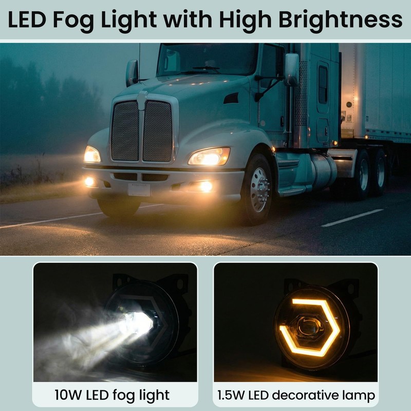 SEPEY Full LED Fog Lights for Kenworth T660, Fog Lamps