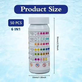50 Strips Hot Tub Test Strips, 6 In 1 PH Test Strips, Rapid Water Testing Kit for pH, Chlorine, Alkalinity for Accurate Spa, Swimming Pool & Pond Maintenance