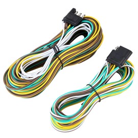 Serlainxin Trailer Wiring Harness Kit - 36ft Wishbond Boat Trailer Wiring, 4-Wire Kit with 4-Pin Connector, 4 Flat Male/Female Trailer Connector - Complete Wiring Solution for Safe Towing