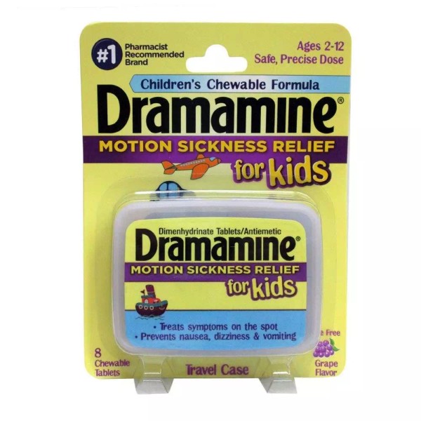 Dramamine Motion Sickness Relief for Kids 25mg Grape Flavor 8