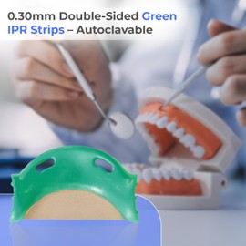 Finishing IPR Strips – Double-Sided Green 0.30mm QwikStrip Style Autoclavable Dental Strips for Cement Removal, Polishing & IPR Depth-Limiting DesignReusable & Ergonomic - 10-Pack