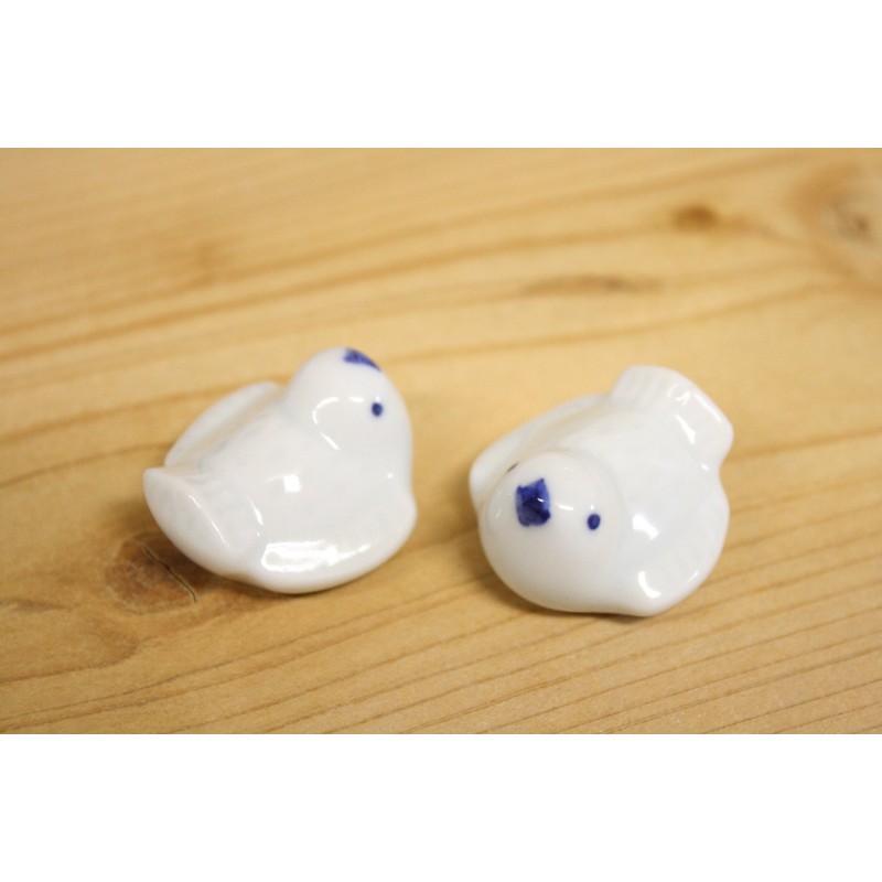 Pottery Hand Painted Bird Chopsticks 置揃 Chopstick Rest 箸休me Bird